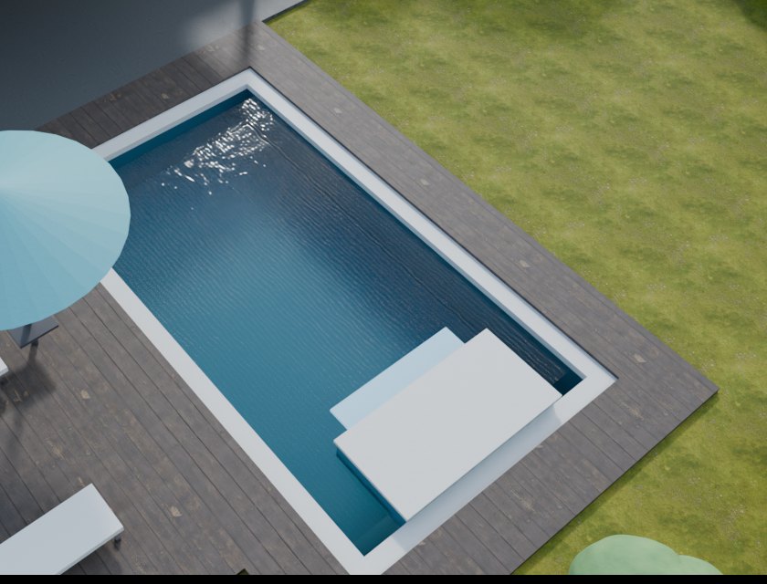 A raised spillover spa flowing into the pool